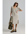 ELASTIC V-NECK DRESS IN THYME