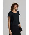 BLACK OVERSIZE RIBBED SHORT-SLEEVE T-SHIRT