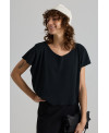 BLACK OVERSIZE RIBBED SHORT-SLEEVE T-SHIRT