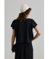 BLACK OVERSIZE RIBBED SHORT-SLEEVE T-SHIRT