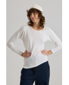 RIBBED T-SHIRT WITH IRREGULAR SEAMS IN WHITE