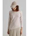 PEARL RIBBED T-SHIRT WITH IRREGULAR SEAMS