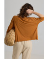3/4 SLEEVES V-NECK OVERSIZE T-SHIRT IN CLAY