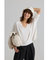 SAMARRETA OVERSIZE DE COLL PIC I MÀNIGA 3/4 BLANC