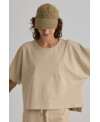 CAMISETA OVERSIZE DE MANGA ANCHA CREMA