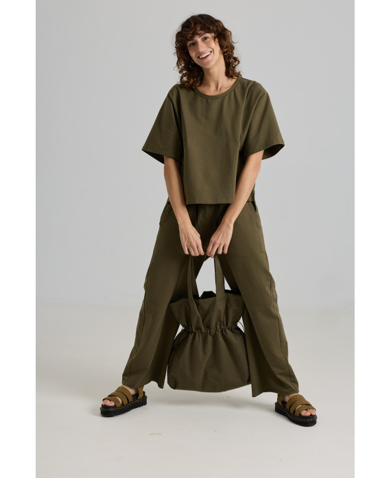 KHAKI OVERSIZE T-SHIRT WITH WIDE SLEEVES