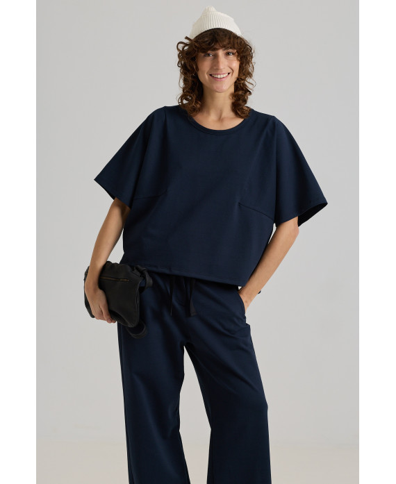 CAMISETA OVERSIZE DE MANGA ANCHA NAVY