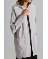 LIGHT GREY LIGHTWEIGHT PARKA WITH ZIPPER AND HOOD