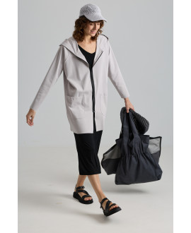 LIGHT GREY LIGHTWEIGHT PARKA WITH ZIPPER AND HOOD