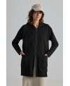 BLACK LIGHTWEIGHT PARKA WITH ZIPPER AND HOOD
