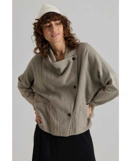 CHAQUETA OVERSIZE DE TEJIDOS COMBINADOS EN TOMILLO