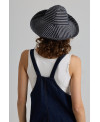 STRIPED BUCKET HAT IN DARK GREY