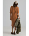 ELASTIC V-NECK DRESS IN CLAY