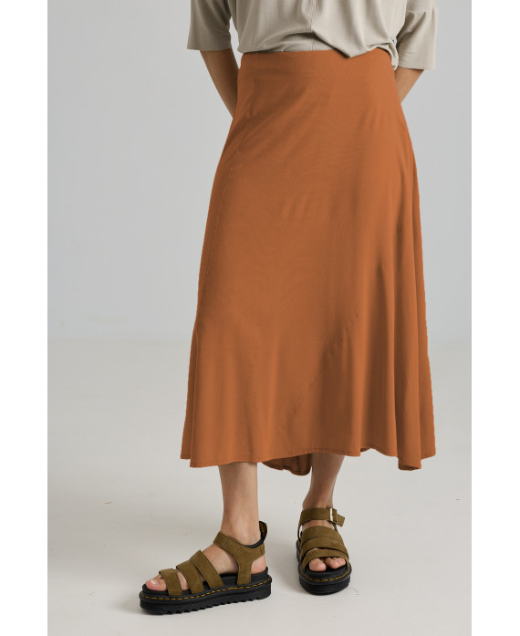 CLAY ELASTIC SKIRT WITH IRREGULAR SEAMS