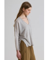 KNITTED LINEN SWEATER WITH A V-NECK