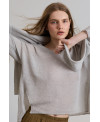 KNITTED LINEN SWEATER WITH A V-NECK