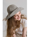 STRIPED BUCKET HAT IN ECRU