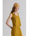 MUSTARD ASYMMETRICAL V-NECK T-SHIRT