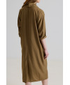 CROSS-FRONT DRESS WITH WIDE SLEEVES IN SOIL
