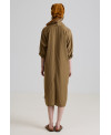 CROSS-FRONT DRESS WITH WIDE SLEEVES IN SOIL