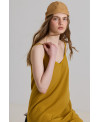 VESTIDO LARGO FLUIDO Y TIRANTES MOSTAZA