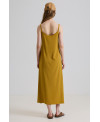 FLUID LONG DRESS WITH STRAPS IN MUSTARD