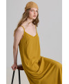 VESTIDO LARGO FLUIDO Y TIRANTES MOSTAZA