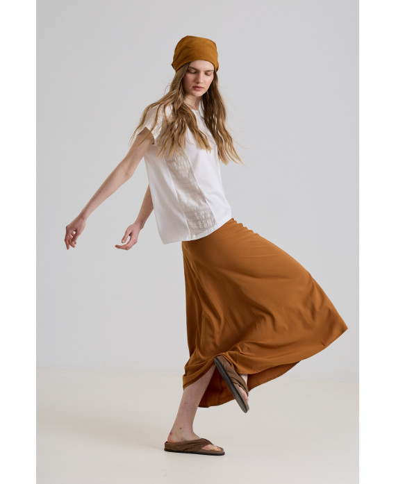 CLAY ELASTIC SKIRT WITH IRREGULAR SEAMS