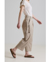 BUTTON POCKET TROUSERS IN BEIGE