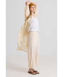 PANTALÓN ANCHO GOMA CINTURA CREMA