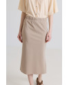 FALDA MIDI TEJIDO ELÁSTICO BEIGE