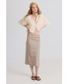 ELASTIC MIDI SKIRT IN BEIGE