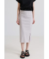 ELASTIC MIDI SKIRT IN BLACK