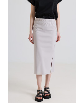 ELASTIC MIDI SKIRT IN BLACK