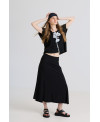BLACK ELASTIC SKIRT WITH IRREGULAR SEAMS