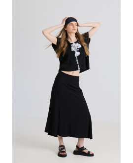 FALDA ELÁSTICA DE COSTURAS IRREGULARES NEGRO