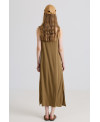FLUID LONG DRESS WITH STRAPS IN SOIL
