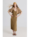 FLUID LONG DRESS WITH STRAPS IN SOIL