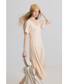 FITTED DRESS WITH WIDE SLEEVES IN CREAM