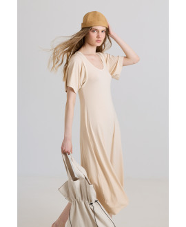 VESTIT ENTALLAT MÀNIGA AMPLA CREMA