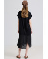 MIXED FABRICS STRAIGHT-CUT DRESS IN BLACK