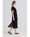 VESTIDO RECTO DE TEJIDOS COMBINADOS NEGRO