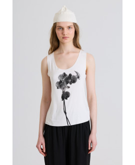 SAMARRETA SENSE MÀNIGUES ESTAMPADA BLANC