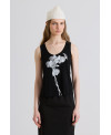 BLACK SLEEVELESS PRINTED T-SHIRT