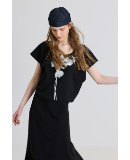 SAMARRETA OVERSIZE CANALÉ DE MÀNIGA CURTA ESTAMPADA NEGRE