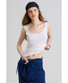 CAMISETA TIRANTES DE CANALÉ FINO BLANCO