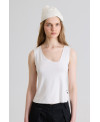 WHITE ASYMMETRICAL V-NECK T-SHIRT