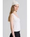 WHITE ASYMMETRICAL V-NECK T-SHIRT