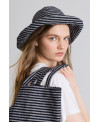 STRIPED TOTE BAG IN DARK GREY