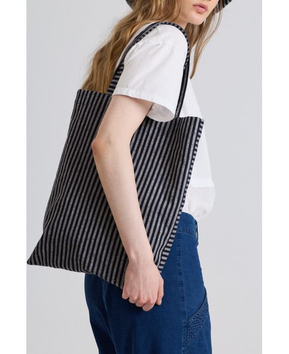 TOTE BAG RAYAS GRIS OSCURO